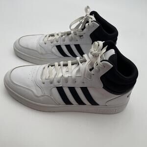 Adidas Neo Label Men’s Mid Top Size 13  White Black Stripe Leather VIT2J2002